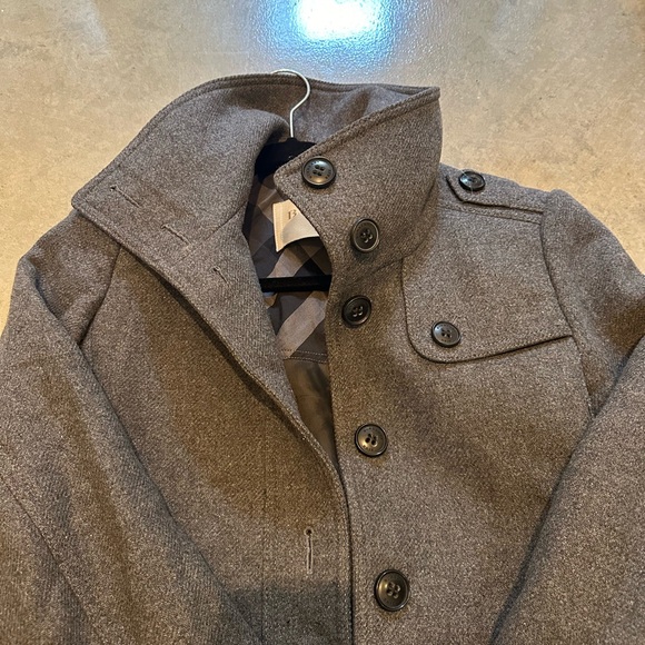Burberry Brit Women’s Funnel Neck Wool Cashmere Trench Coat (Grey, Size: 0) - Picture 8 of 14